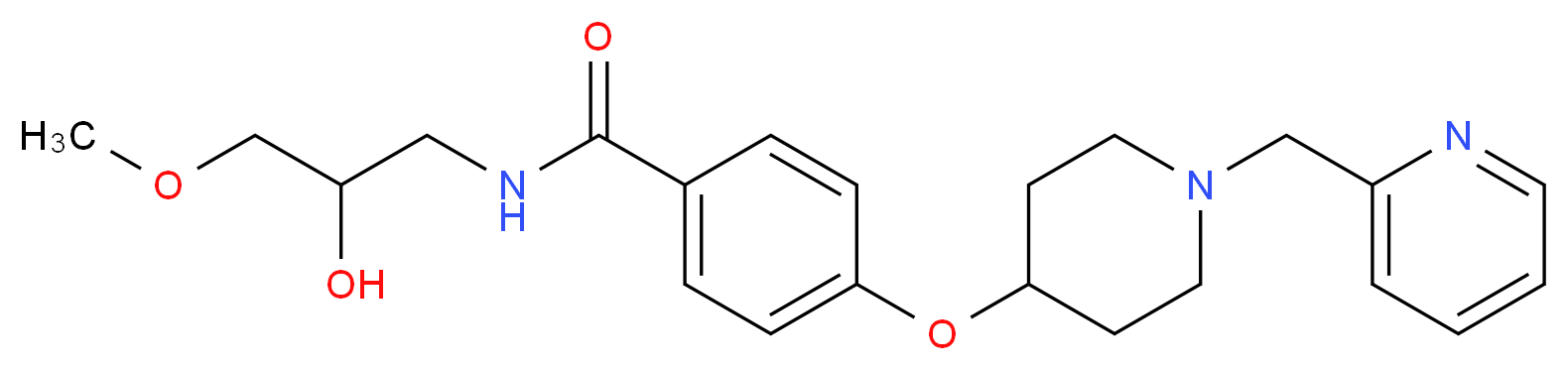 N-(2-hydroxy-3-methoxypropyl)-4-{[1-(2-pyridinylmethyl)-4-piperidinyl]oxy}benzamide_分子结构_CAS_)