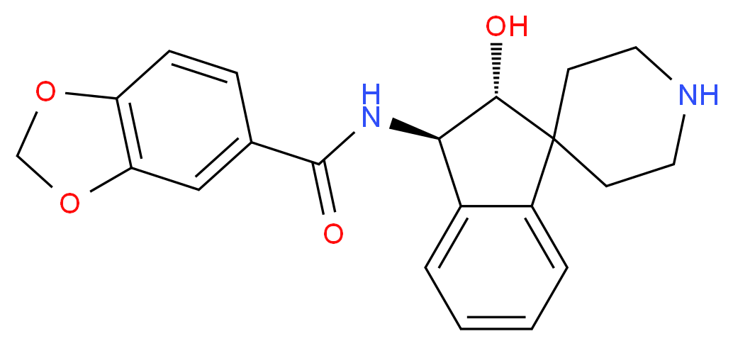 N-[(2R*,3R*)-2-hydroxy-2,3-dihydrospiro[indene-1,4'-piperidin]-3-yl]-1,3-benzodioxole-5-carboxamide_分子结构_CAS_)