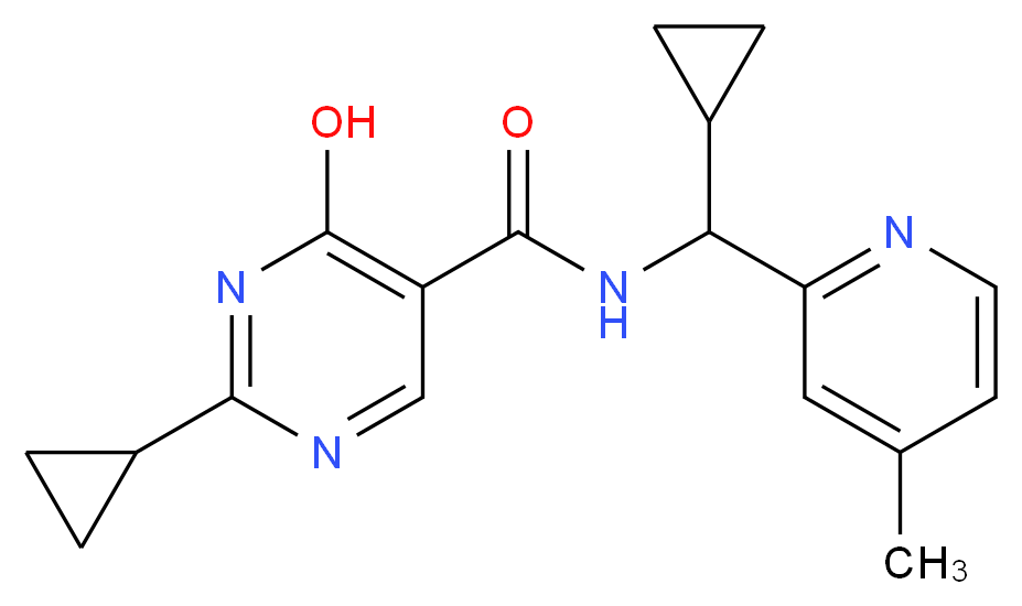 2-cyclopropyl-N-[cyclopropyl(4-methylpyridin-2-yl)methyl]-4-hydroxypyrimidine-5-carboxamide_分子结构_CAS_)