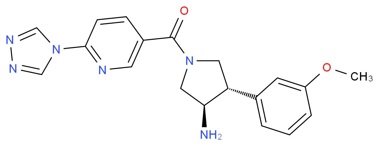 (3R*,4S*)-4-(3-methoxyphenyl)-1-{[6-(4H-1,2,4-triazol-4-yl)pyridin-3-yl]carbonyl}pyrrolidin-3-amine_分子结构_CAS_)