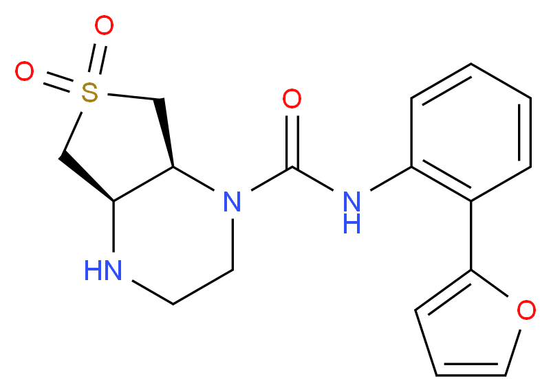 (4aR*,7aS*)-N-[2-(2-furyl)phenyl]hexahydrothieno[3,4-b]pyrazine-1(2H)-carboxamide 6,6-dioxide_分子结构_CAS_)