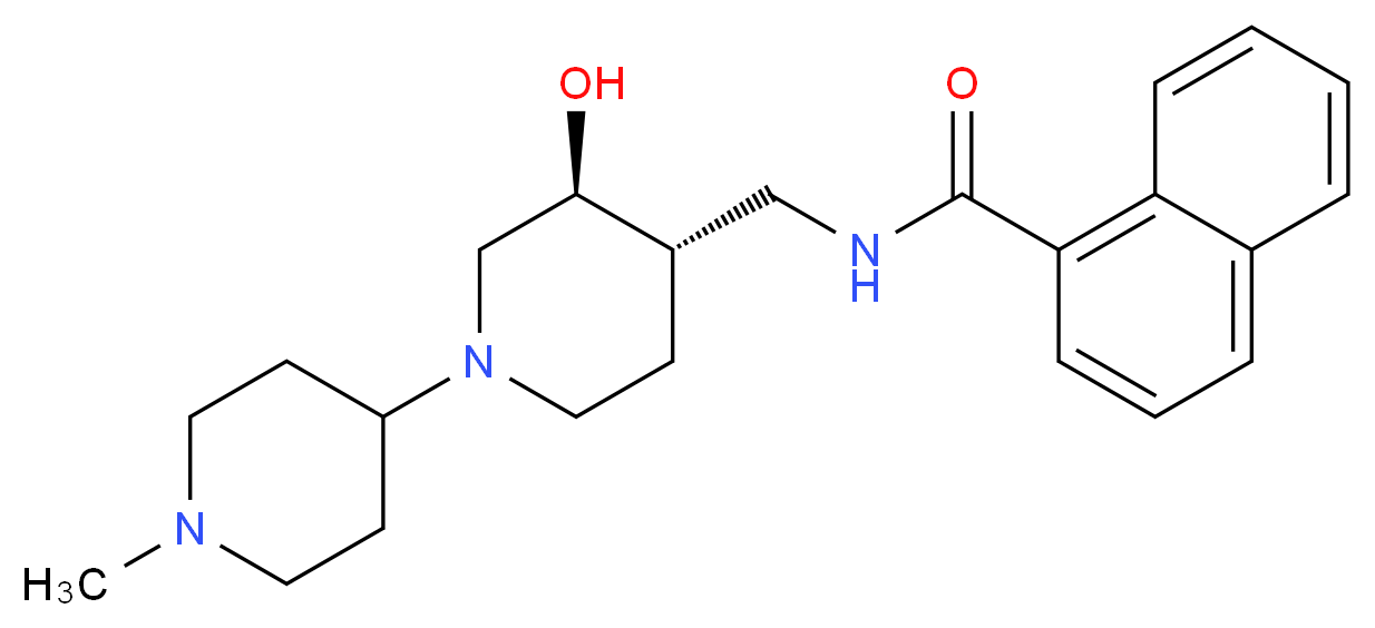 N-{[(3S*,4S*)-3-hydroxy-1'-methyl-1,4'-bipiperidin-4-yl]methyl}-1-naphthamide_分子结构_CAS_)