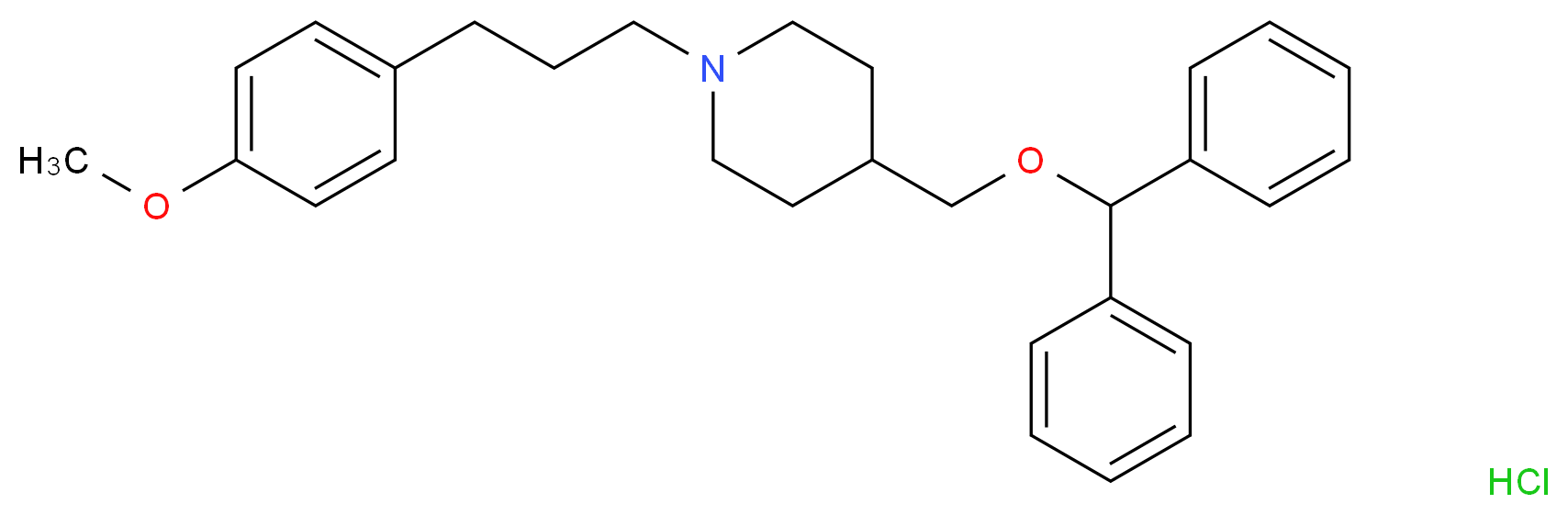 4-[(diphenylmethoxy)methyl]-1-[3-(4-methoxyphenyl)propyl]piperidine hydrochloride_分子结构_CAS_136647-02-4