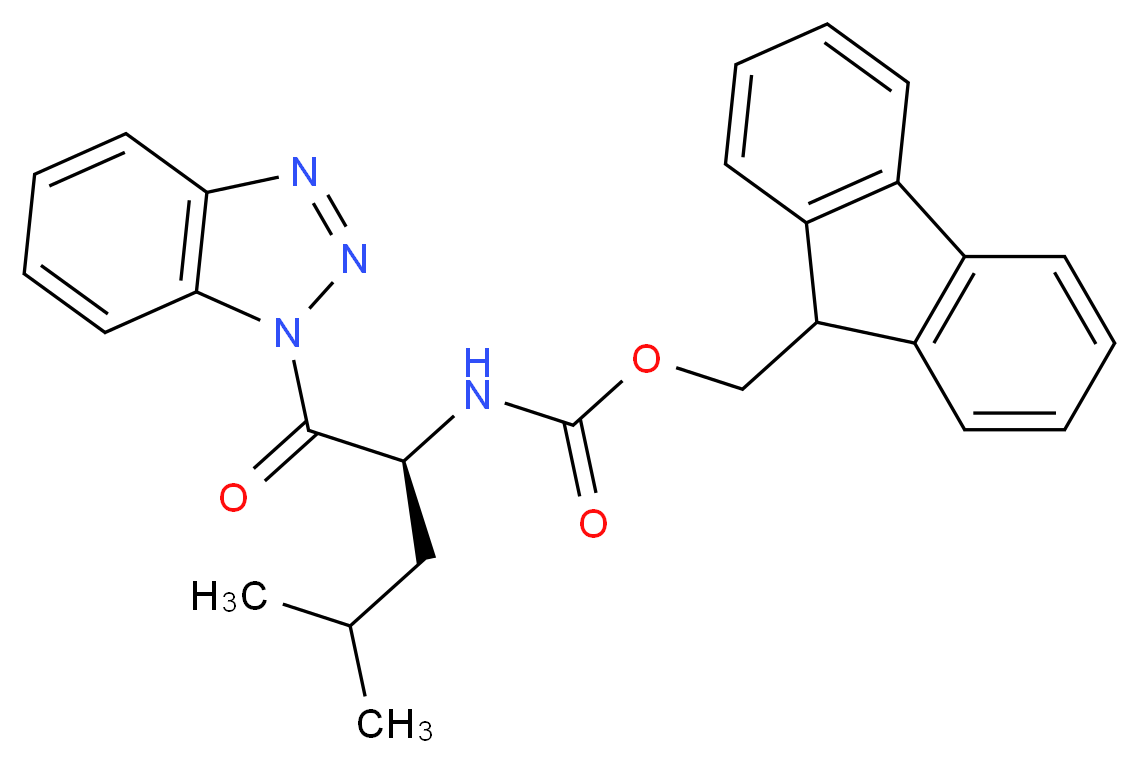 9H-fluoren-9-ylmethyl N-[(2S)-1-(1H-1,2,3-benzotriazol-1-yl)-4-methyl-1-oxopentan-2-yl]carbamate_分子结构_CAS_1072840-99-3