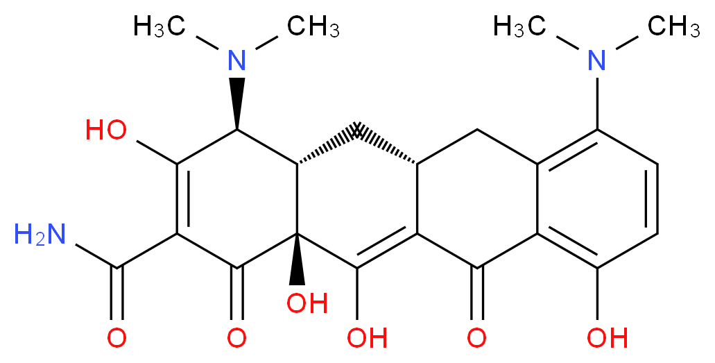 (4S,4aS,5aR,12aS)-4,7-bis(dimethylamino)-3,10,12,12a-tetrahydroxy-1,11-dioxo-1,4,4a,5,5a,6,11,12a-octahydrotetracene-2-carboxamide_分子结构_CAS_10118-90-8