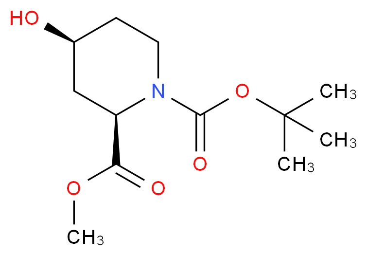 1-tert-butyl 2-methyl (2R,4S)-4-hydroxypiperidine-1,2-dicarboxylate_分子结构_CAS_321744-26-7