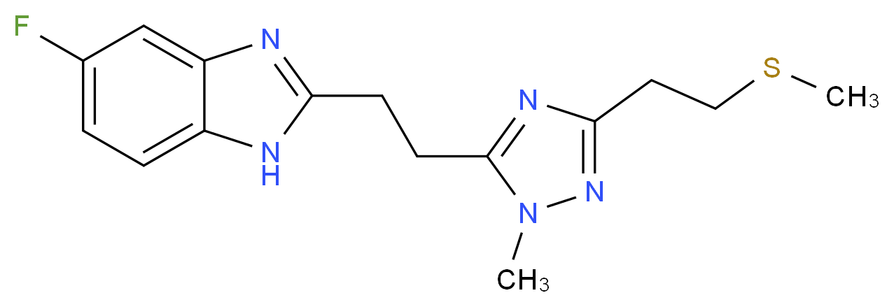 5-fluoro-2-(2-{1-methyl-3-[2-(methylthio)ethyl]-1H-1,2,4-triazol-5-yl}ethyl)-1H-benzimidazole_分子结构_CAS_)