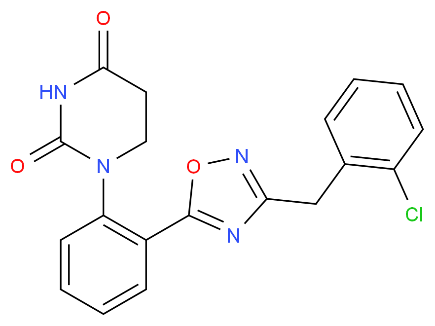 1-{2-[3-(2-chlorobenzyl)-1,2,4-oxadiazol-5-yl]phenyl}dihydro-2,4(1H,3H)-pyrimidinedione_分子结构_CAS_)