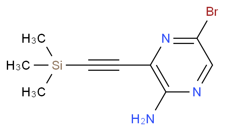5-Bromo-3-((trimethylsilyl)ethynyl)pyrazin-2-amine_分子结构_CAS_875781-41-2)