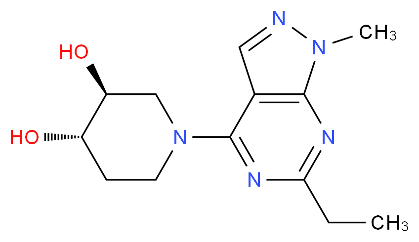 (3S*,4S*)-1-(6-ethyl-1-methyl-1H-pyrazolo[3,4-d]pyrimidin-4-yl)-3,4-piperidinediol_分子结构_CAS_)