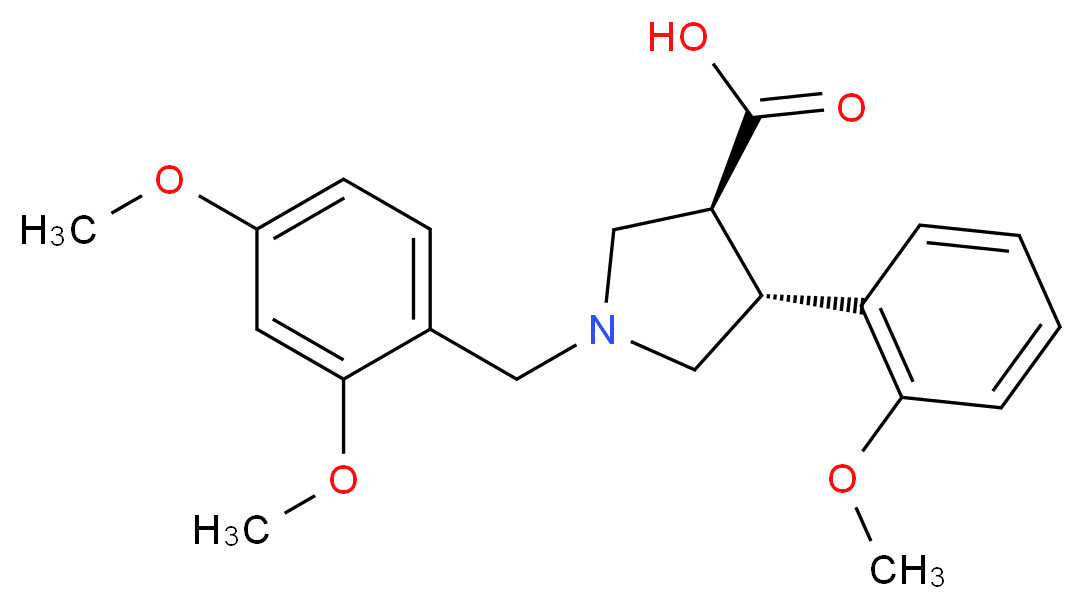 (3S*,4R*)-1-(2,4-dimethoxybenzyl)-4-(2-methoxyphenyl)pyrrolidine-3-carboxylic acid_分子结构_CAS_)