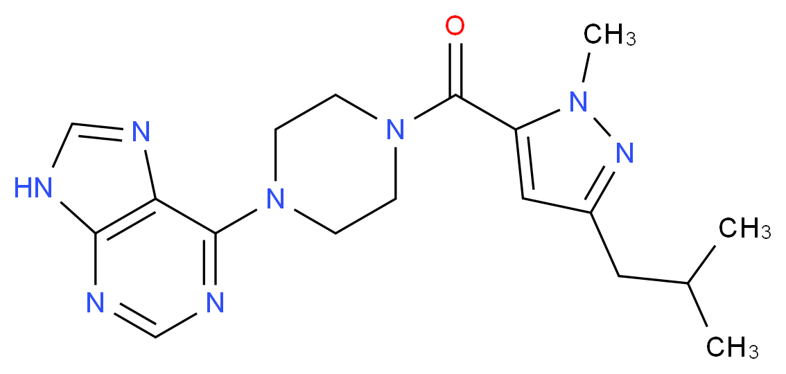 6-{4-[(3-isobutyl-1-methyl-1H-pyrazol-5-yl)carbonyl]-1-piperazinyl}-9H-purine_分子结构_CAS_)
