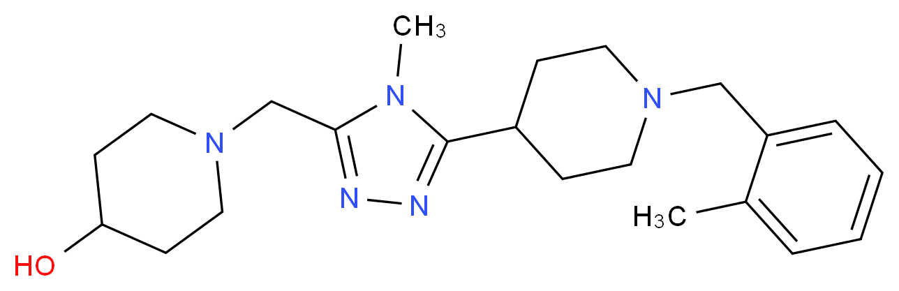 1-({4-methyl-5-[1-(2-methylbenzyl)piperidin-4-yl]-4H-1,2,4-triazol-3-yl}methyl)piperidin-4-ol_分子结构_CAS_)