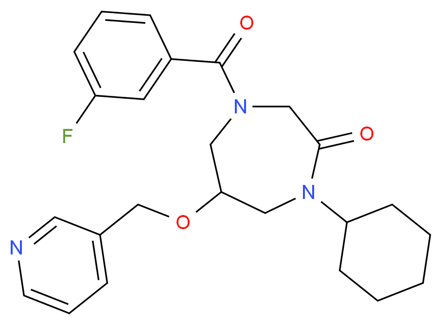 1-cyclohexyl-4-(3-fluorobenzoyl)-6-(3-pyridinylmethoxy)-1,4-diazepan-2-one_分子结构_CAS_)