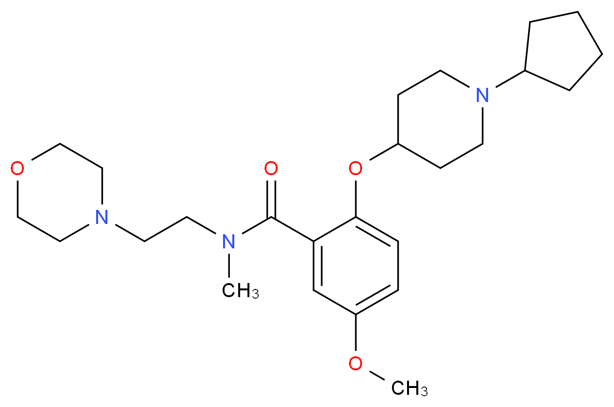 2-[(1-cyclopentyl-4-piperidinyl)oxy]-5-methoxy-N-methyl-N-[2-(4-morpholinyl)ethyl]benzamide_分子结构_CAS_)