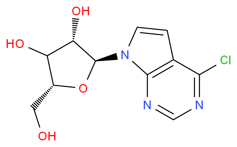 6-Chloro-7-deazapurine-α-D-riboside_分子结构_CAS_120401-32-3)