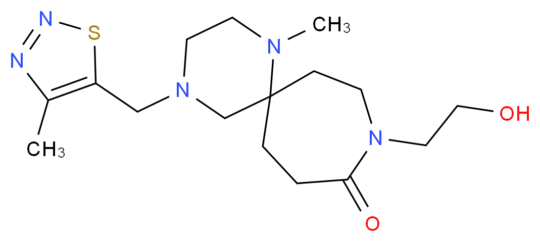9-(2-hydroxyethyl)-1-methyl-4-[(4-methyl-1,2,3-thiadiazol-5-yl)methyl]-1,4,9-triazaspiro[5.6]dodecan-10-one_分子结构_CAS_)