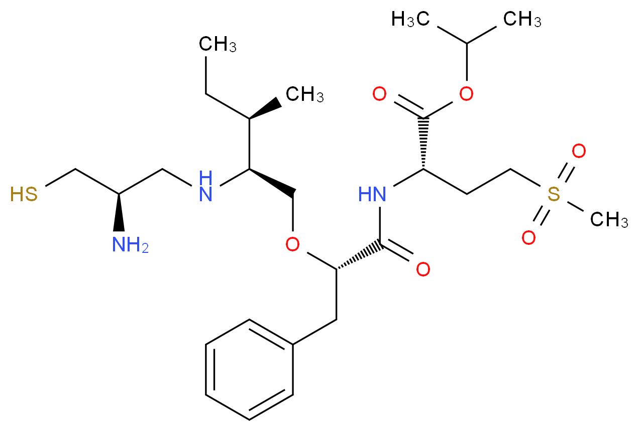 propan-2-yl (2S)-2-[(2S)-2-{[(2S,3R)-2-{[(2R)-2-amino-3-sulfanylpropyl]amino}-3-methylpentyl]oxy}-3-phenylpropanamido]-4-methanesulfonylbutanoate_分子结构_CAS_1177806-11-9