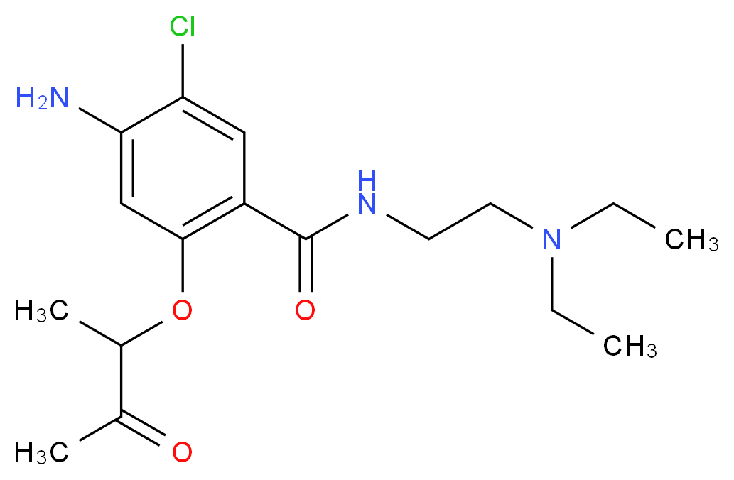 4-amino-5-chloro-N-[2-(diethylamino)ethyl]-2-[(3-oxobutan-2-yl)oxy]benzamide_分子结构_CAS_102670-46-2