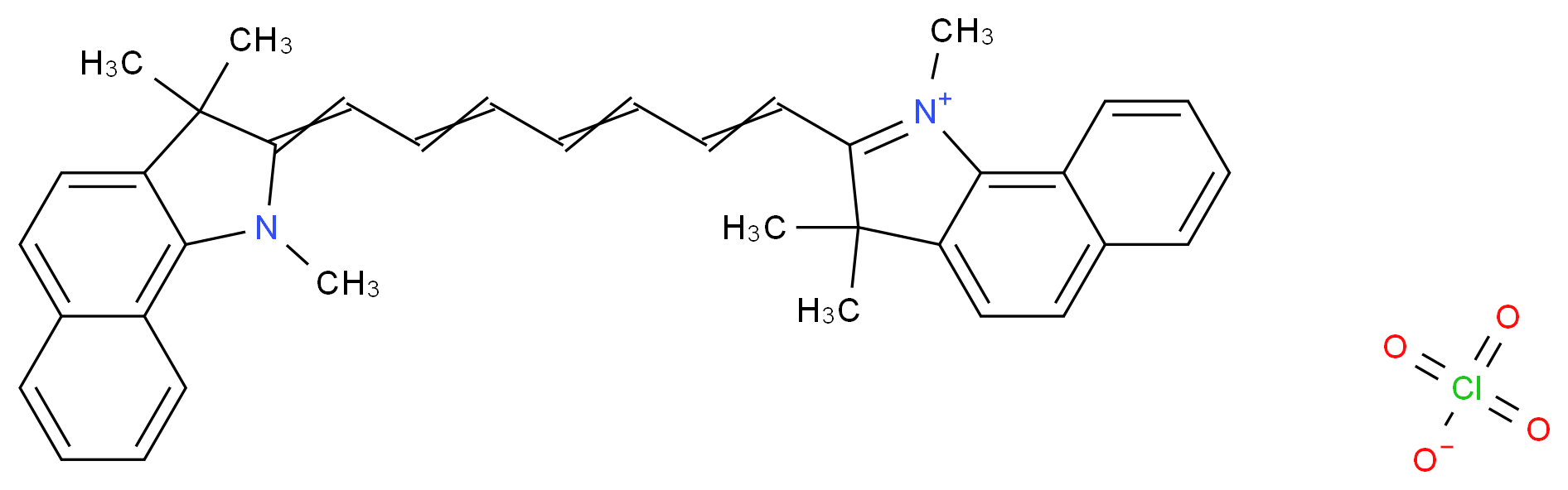 1,3,3-trimethyl-2-(7-{1,3,3-trimethyl-1H,2H,3H-benzo[g]indol-2-ylidene}hepta-1,3,5-trien-1-yl)-3H-benzo[g]indol-1-ium perchlorate_分子结构_CAS_23178-67-8