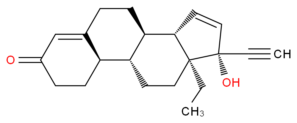 (1S,2R,10R,11S,14R,15S)-15-ethyl-14-ethynyl-14-hydroxytetracyclo[8.7.0.0^{2,7}.0^{11,15}]heptadeca-6,12-dien-5-one_分子结构_CAS_60282-87-3