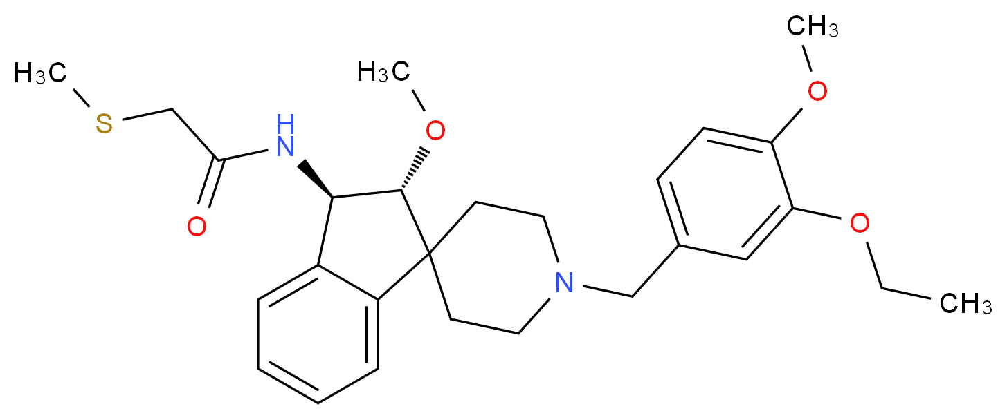 N-[(2R*,3R*)-1'-(3-ethoxy-4-methoxybenzyl)-2-methoxy-2,3-dihydrospiro[indene-1,4'-piperidin]-3-yl]-2-(methylthio)acetamide_分子结构_CAS_)
