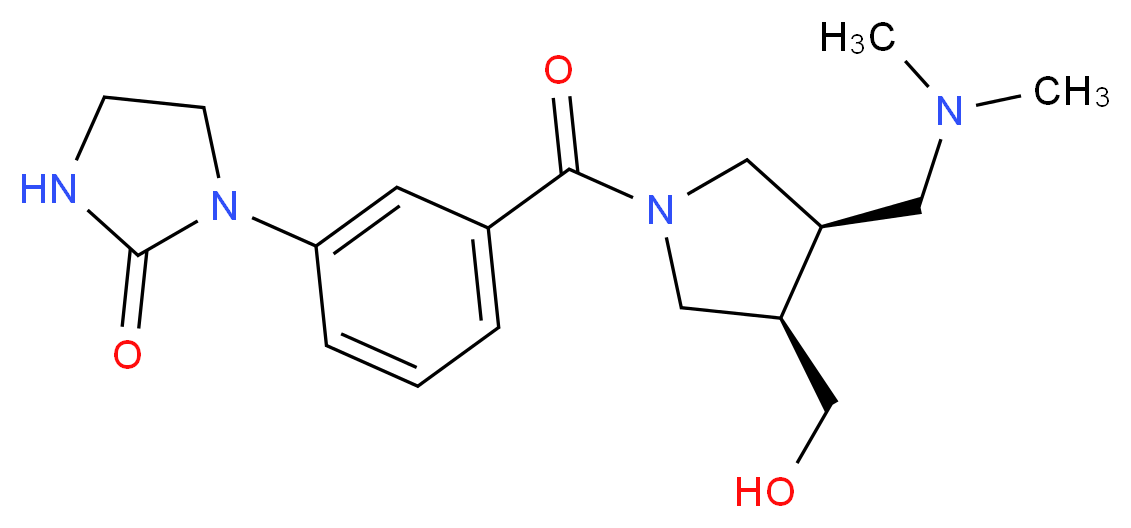 1-(3-{[(3R*,4R*)-3-[(dimethylamino)methyl]-4-(hydroxymethyl)-1-pyrrolidinyl]carbonyl}phenyl)-2-imidazolidinone_分子结构_CAS_)