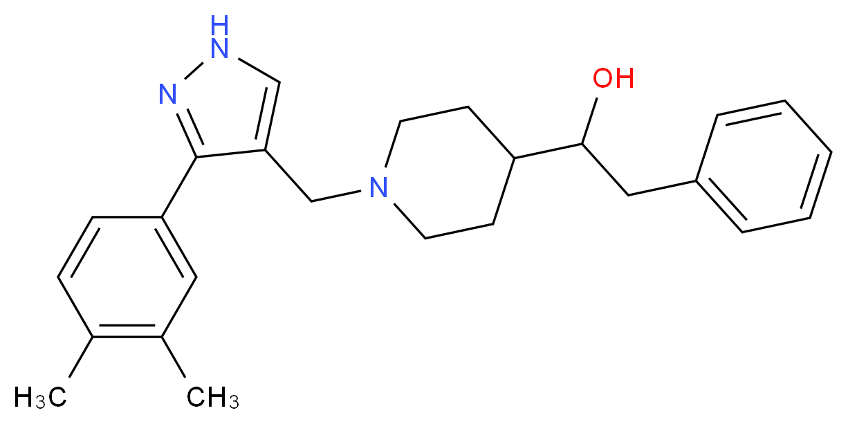 1-(1-{[3-(3,4-dimethylphenyl)-1H-pyrazol-4-yl]methyl}-4-piperidinyl)-2-phenylethanol_分子结构_CAS_)