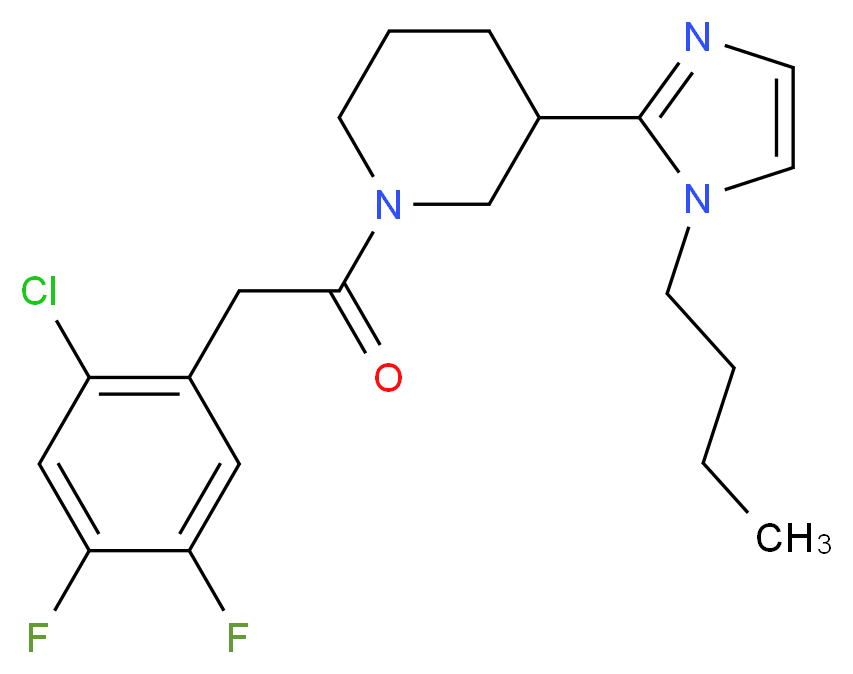 3-(1-butyl-1H-imidazol-2-yl)-1-[(2-chloro-4,5-difluorophenyl)acetyl]piperidine_分子结构_CAS_)