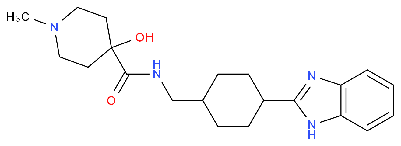 N-{[4-(1H-benzimidazol-2-yl)cyclohexyl]methyl}-4-hydroxy-1-methylpiperidine-4-carboxamide_分子结构_CAS_)