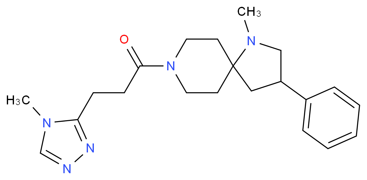 1-methyl-8-[3-(4-methyl-4H-1,2,4-triazol-3-yl)propanoyl]-3-phenyl-1,8-diazaspiro[4.5]decane_分子结构_CAS_)