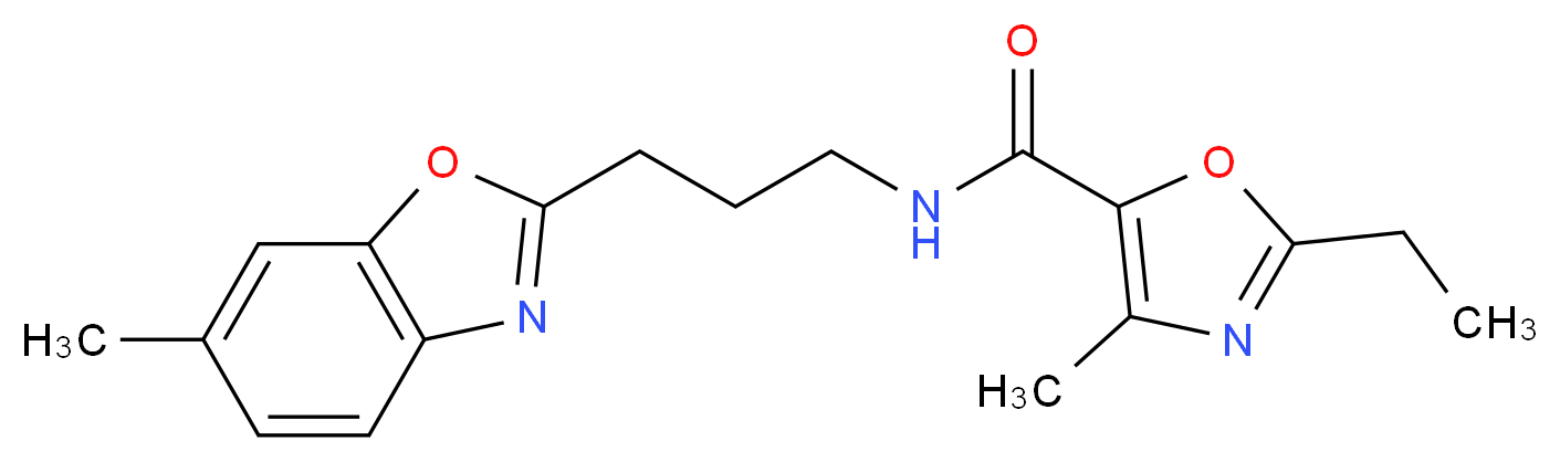 2-ethyl-4-methyl-N-[3-(6-methyl-1,3-benzoxazol-2-yl)propyl]-1,3-oxazole-5-carboxamide_分子结构_CAS_)