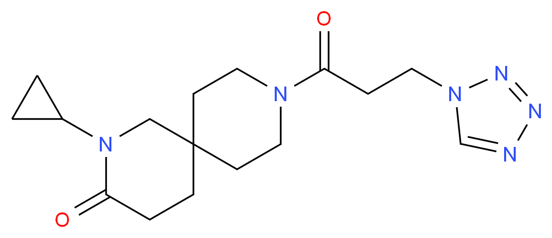 2-cyclopropyl-9-[3-(1H-tetrazol-1-yl)propanoyl]-2,9-diazaspiro[5.5]undecan-3-one_分子结构_CAS_)