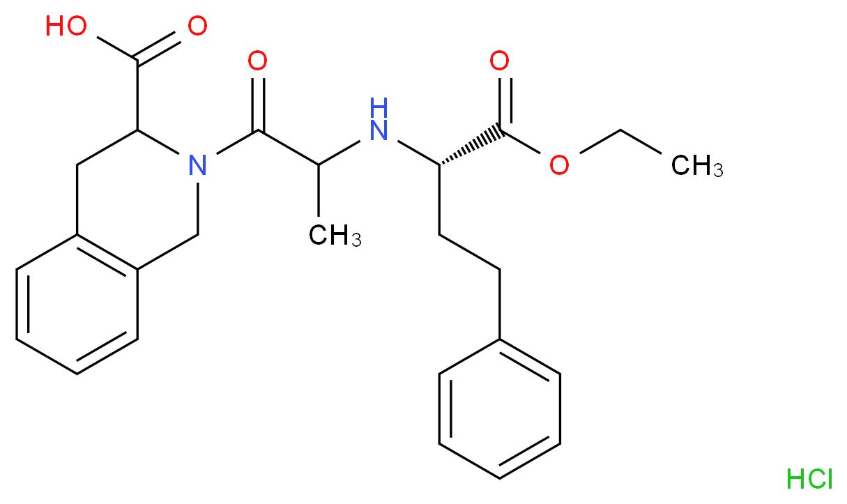 2-(2-{[(2S)-1-ethoxy-1-oxo-4-phenylbutan-2-yl]amino}propanoyl)-1,2,3,4-tetrahydroisoquinoline-3-carboxylic acid hydrochloride_分子结构_CAS_82586-55-8