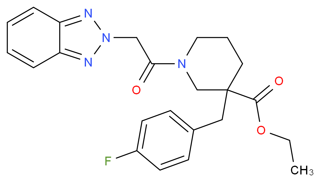 ethyl 1-(2H-1,2,3-benzotriazol-2-ylacetyl)-3-(4-fluorobenzyl)-3-piperidinecarboxylate_分子结构_CAS_)