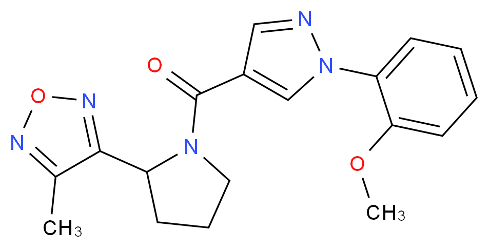 3-(1-{[1-(2-methoxyphenyl)-1H-pyrazol-4-yl]carbonyl}-2-pyrrolidinyl)-4-methyl-1,2,5-oxadiazole_分子结构_CAS_)