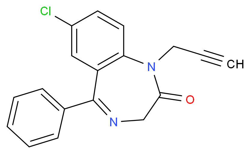 7-chloro-5-phenyl-1-(prop-2-yn-1-yl)-2,3-dihydro-1H-1,4-benzodiazepin-2-one_分子结构_CAS_52463-83-9