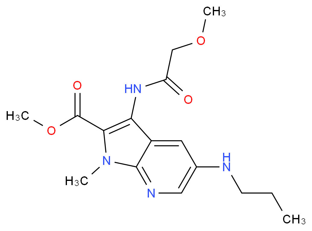 methyl 3-[(methoxyacetyl)amino]-1-methyl-5-(propylamino)-1H-pyrrolo[2,3-b]pyridine-2-carboxylate_分子结构_CAS_)