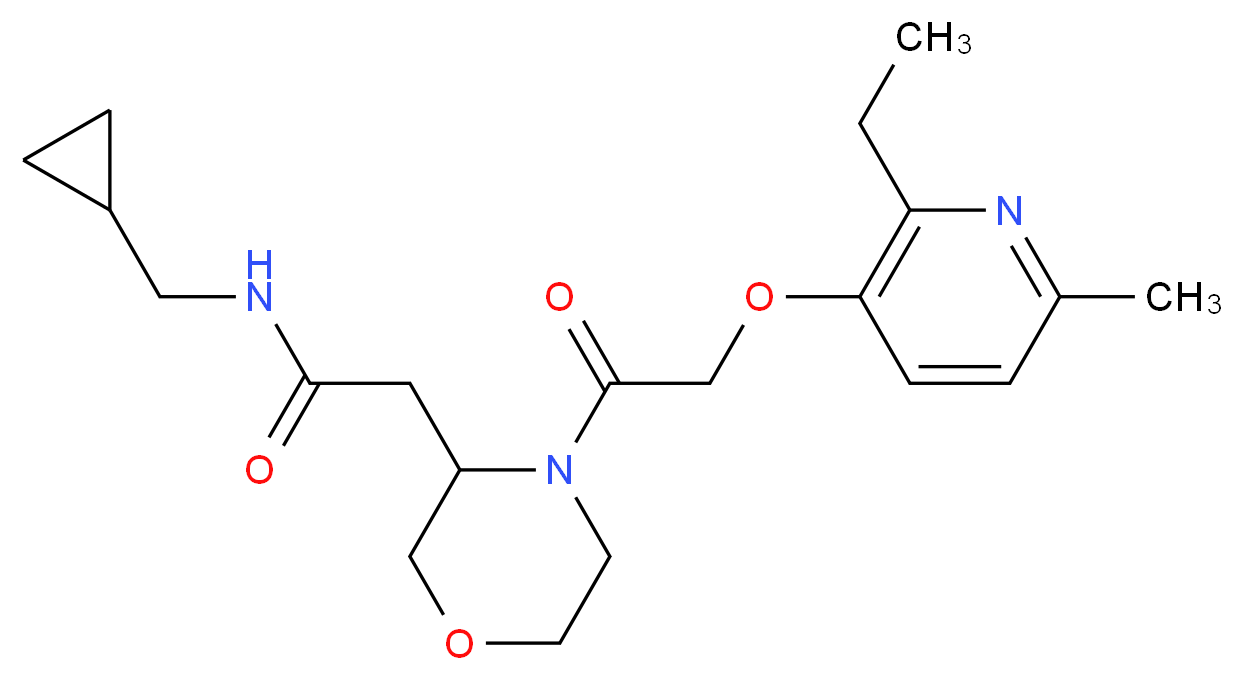 N-(cyclopropylmethyl)-2-(4-{[(2-ethyl-6-methyl-3-pyridinyl)oxy]acetyl}-3-morpholinyl)acetamide_分子结构_CAS_)