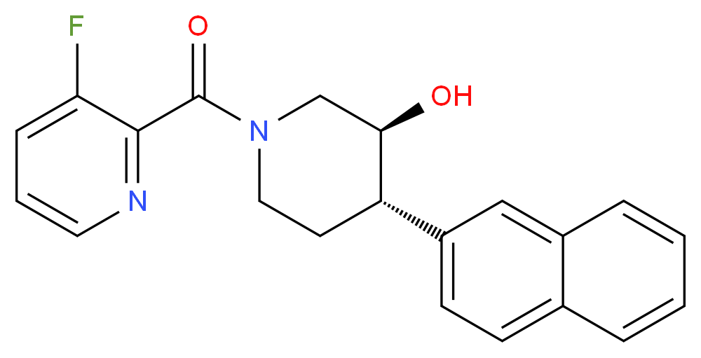 (3S*,4S*)-1-[(3-fluoropyridin-2-yl)carbonyl]-4-(2-naphthyl)piperidin-3-ol_分子结构_CAS_)