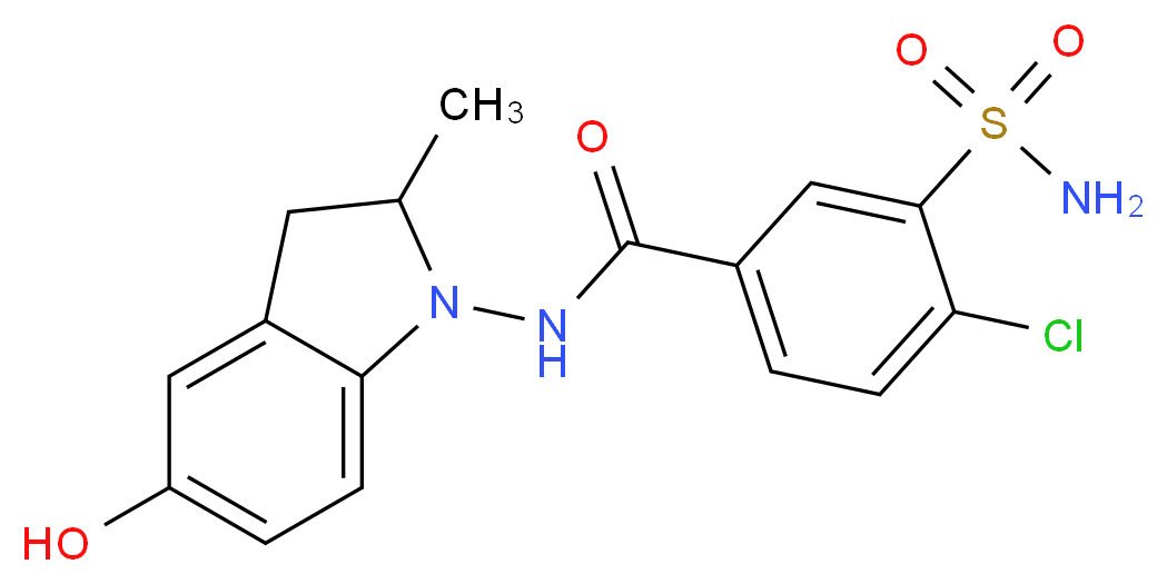 4-chloro-N-(5-hydroxy-2-methyl-2,3-dihydro-1H-indol-1-yl)-3-sulfamoylbenzamide_分子结构_CAS_126750-70-7