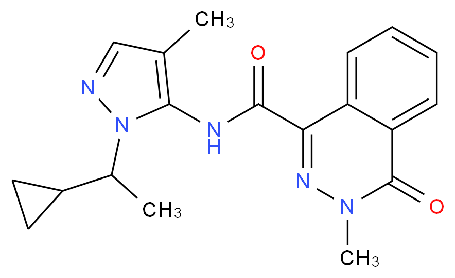 N-[1-(1-cyclopropylethyl)-4-methyl-1H-pyrazol-5-yl]-3-methyl-4-oxo-3,4-dihydrophthalazine-1-carboxamide_分子结构_CAS_)