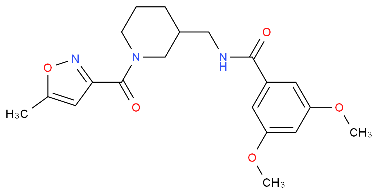 3,5-dimethoxy-N-({1-[(5-methyl-3-isoxazolyl)carbonyl]-3-piperidinyl}methyl)benzamide_分子结构_CAS_)