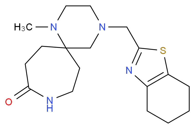 1-methyl-4-(4,5,6,7-tetrahydro-1,3-benzothiazol-2-ylmethyl)-1,4,9-triazaspiro[5.6]dodecan-10-one_分子结构_CAS_)