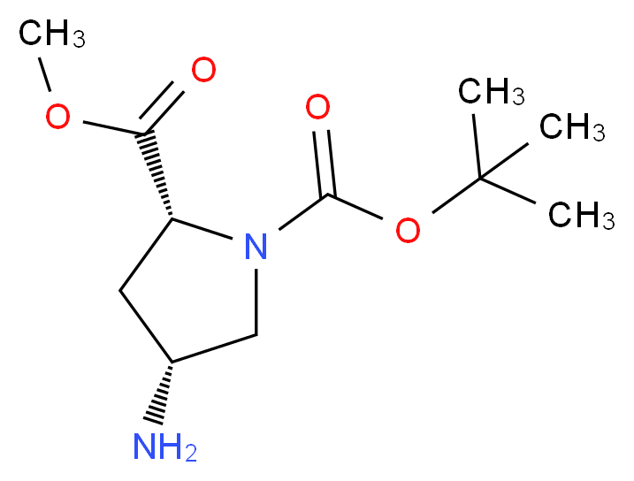 1-tert-butyl 2-methyl (2R,4R)-4-aminopyrrolidine-1,2-dicarboxylate_分子结构_CAS_1018667-18-9