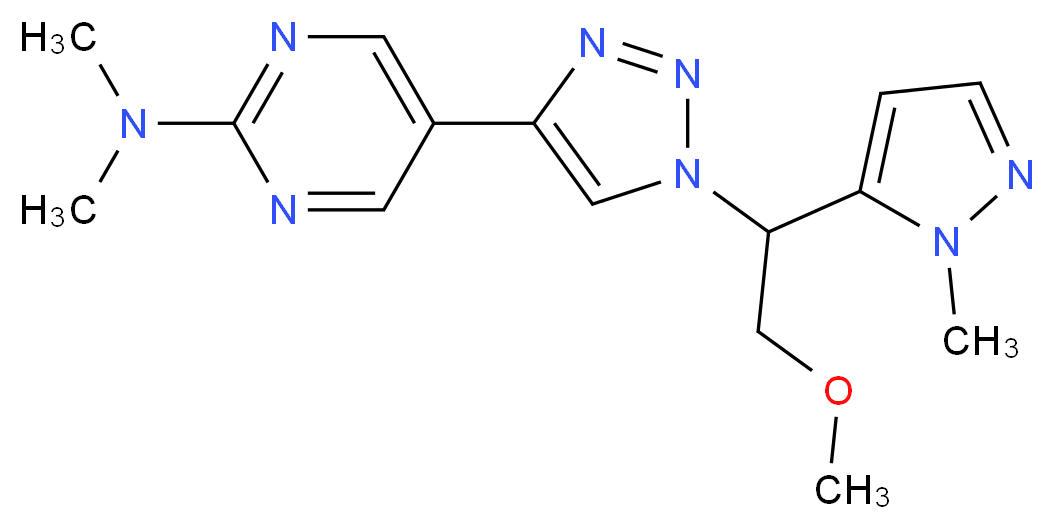 5-{1-[2-methoxy-1-(1-methyl-1H-pyrazol-5-yl)ethyl]-1H-1,2,3-triazol-4-yl}-N,N-dimethylpyrimidin-2-amine_分子结构_CAS_)