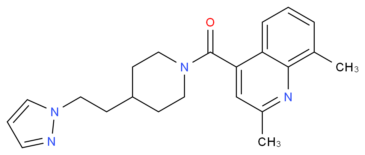 2,8-dimethyl-4-({4-[2-(1H-pyrazol-1-yl)ethyl]-1-piperidinyl}carbonyl)quinoline_分子结构_CAS_)