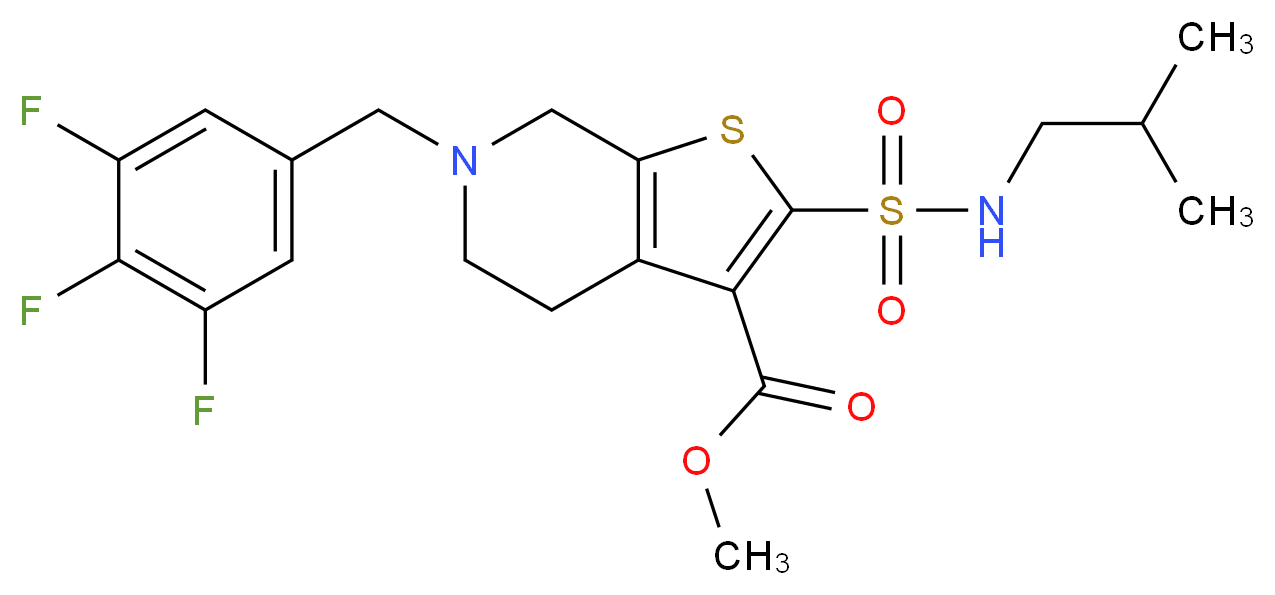 methyl 2-[(isobutylamino)sulfonyl]-6-(3,4,5-trifluorobenzyl)-4,5,6,7-tetrahydrothieno[2,3-c]pyridine-3-carboxylate_分子结构_CAS_)