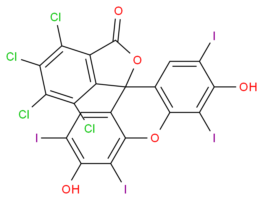 4,5,6,7-tetrachloro-3',6'-dihydroxy-2',4',5',7'-tetraiodo-3H-spiro[2-benzofuran-1,9'-xanthene]-3-one_分子结构_CAS_4159-77-7