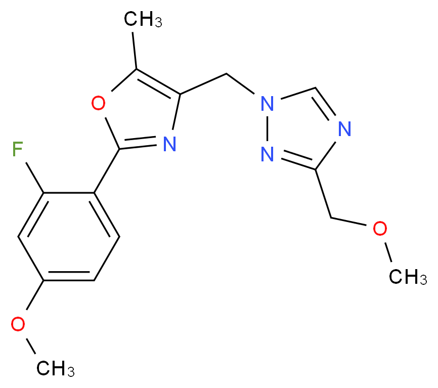 1-{[2-(2-fluoro-4-methoxyphenyl)-5-methyl-1,3-oxazol-4-yl]methyl}-3-(methoxymethyl)-1H-1,2,4-triazole_分子结构_CAS_)